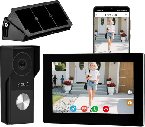 2 Wires Video Door Phone Intercom Doorbell System, 7 Inch Touch Screen Monitor,