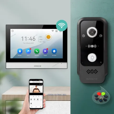 HOMSECUR WIFI HD Video Door Phone Intercom Doorbell Card Access External Memory