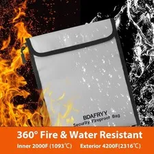 3 Pcs Fireproof Waterproof Money Important Document Bag(2000?),Fire Proof Bag fo