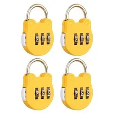 Combination Padlock (Small, Yellow)(4 Pcs),Cat Shackle Code Locks