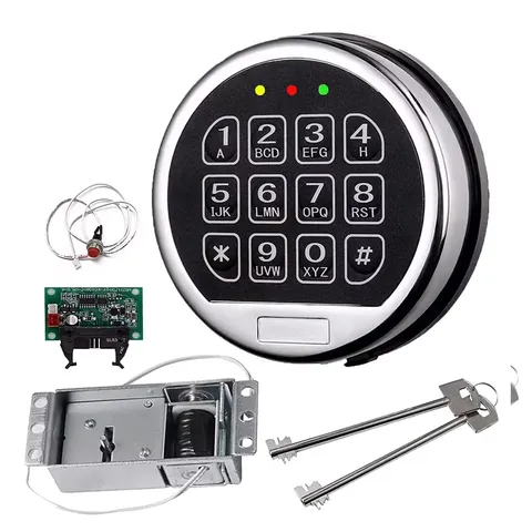 Gun Safe Lock Replacement Solenoid Lock with 2 Master Keys Chrome Digital Key