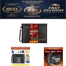 ROLOWAY Fireproof Document Bag with Lock - 6400°F Fire Safe Money Pouch