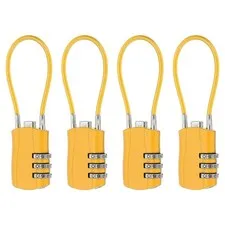 4 Pcs 3 Digit Luggage Cable Combination Lock with 5" Long Cable, Yellow