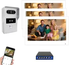  Wired IP Video Apartment Intercom System,1080P Camera and 7 inch Touch Monitor