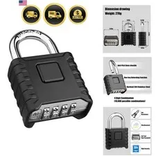 Heavy Duty Combination Padlock, Large Outdoor Padlock [One-Touch Unlocking] H...