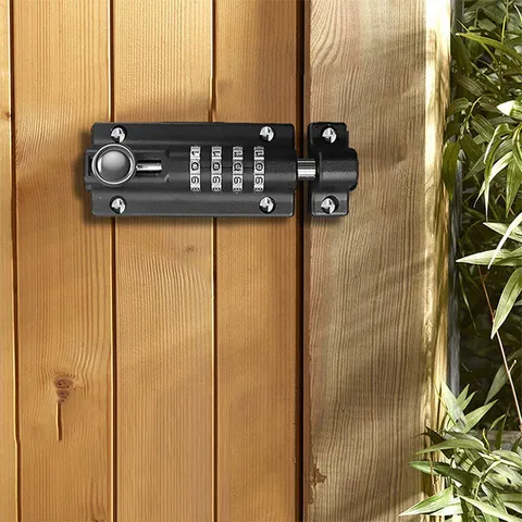 4 Digit Combination Slide Keyless Lock Security Pad Bolt Garden Door Shed Gate