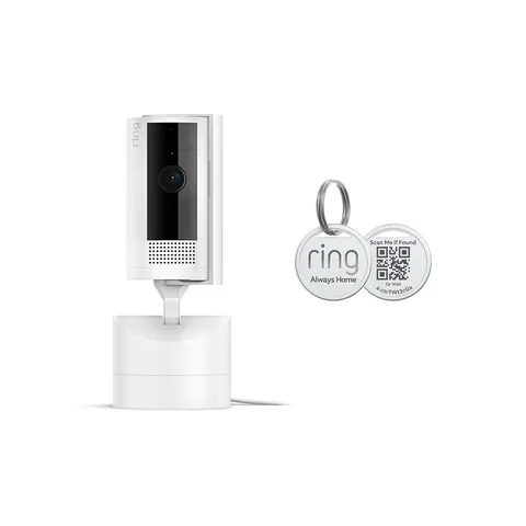 Ring Pan-Tilt Indoor Cam Bundle, White with Ring Pet Tag - BRAND NEW
