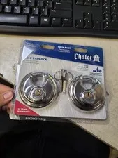 2 Chateau Keyed Alike Round Disc Padlocks 4 Keys C770-2 2 3/4" Anti - Pick Pins