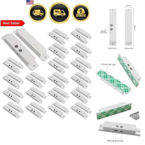 Magnetic Door Contact Sensor Window Alarm Surface Mounted 20 Sets White