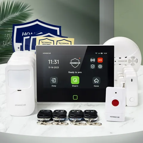 HOMSECUR Wireless WIFI 4G 2G LCD Home House 7" Alarm System+PIR+5*Door Sensor