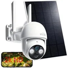 2K Solar Security Camera Wireless Outdoor WiFi Pan Tilt Battery IP65 Night Vi...