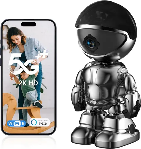 Indoor Camera 2K HD 5G/2.4Ghz Wifi Pet Robot Camera Motion Detection and Alarm,T