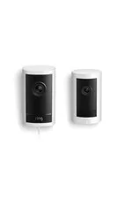 Ring Outdoor Cam Pro, Plug-In (Newest Model), White with Outdoor Cam Plus, Batte