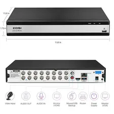 ZOSI 16 Channel H.265+ 1080p DVR Hard Drive 2TB for Security Camera System