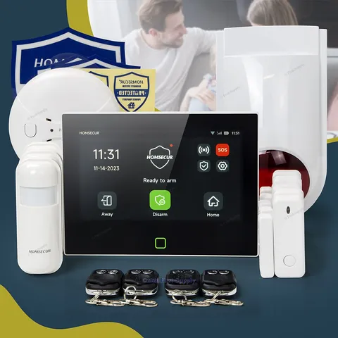 HOMSECUR Wireless WIFI 4G 2G LCD Burglar 7" Alarm System Touch Screen
