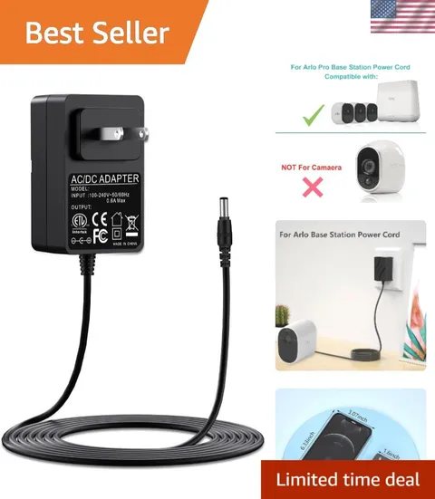12V Power Adapter for Netgear Arlo Base Station - Efficient & Certified Charging