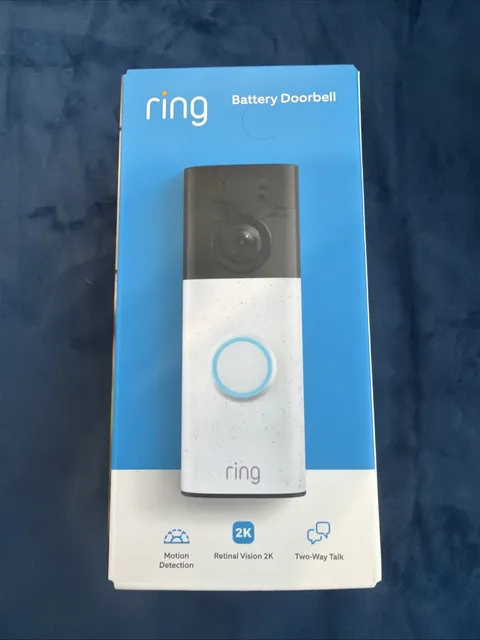 Ring Battery Doorbell newest model Retinal 2K wide-angle video Speckled White