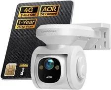 CINMOORE 4G LTE Cellular Security Camera Outdoor 2.5K No WiFi Solar PT OFF-WHITE
