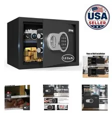 Cabinet Safe 1.2 Cu Ft Electronic Keypad Key Lock Alarm Security for Money Cash