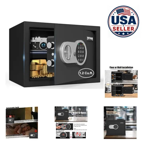 Cabinet Safe 1.2 Cu Ft Electronic Keypad Key Lock Alarm Security for Money Cash