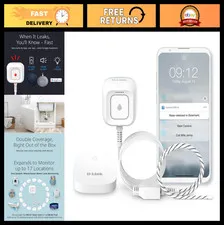 Next-Gen WiFi Water Leak Detector Kit, 2 Sensors, 100 dB Alarm, App Alerts, LED