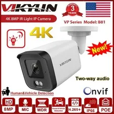 Vikylin 4K 8MP Security POE IP Camera IR Light Vision Audio+Speaker Outdoor NDAA