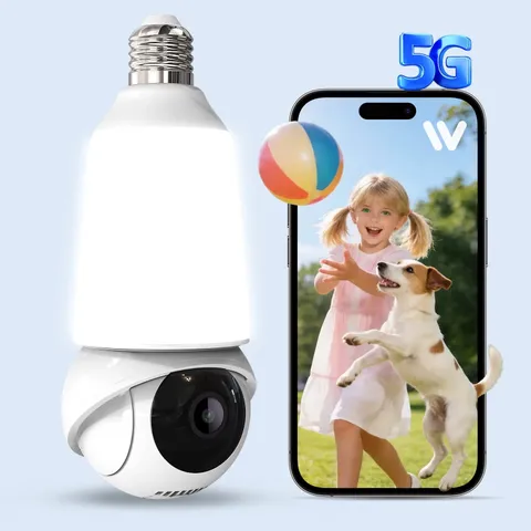 2K Light Bulb Camera with Light, 2.4G&5G Wifi Bulb Security Camera, 800-Lumen LE
