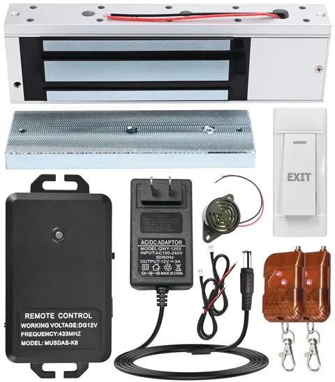 Magnetic Door Lock Kit with Remote Control 600lbs Power Fail Safe Wireless Entry