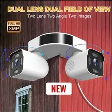 Dual Lens 8MP WiFi Wireless IP Security Camera 2-Pack Two-Way Audio White