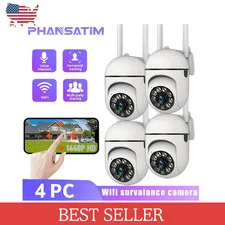 4-Pack Wireless WiFi Security Camera System Smart Outdoor Night Vision 1080P
