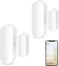 2 Pack Wifi Door Sensor: Window Contact Sensor, Free App Alerts, Programmable