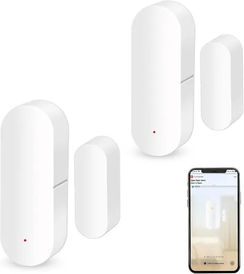 2 Pack Wifi Door Sensor: Window Contact Sensor, Free App Alerts, Programmable