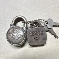 AMCO 2-Pack Silver Metal Keyed Padlocks w/ 2 Keys, Key Mechanism