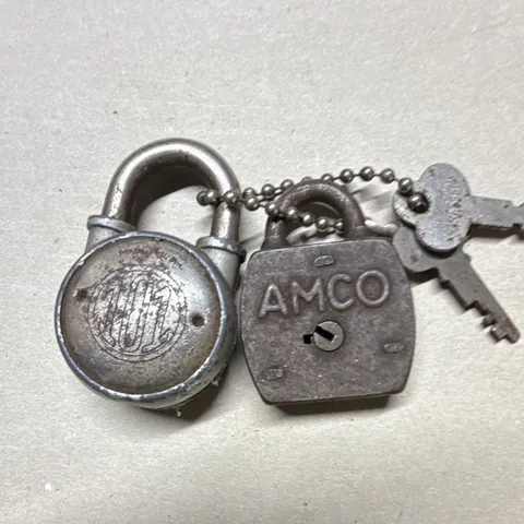 AMCO 2-Pack Silver Metal Keyed Padlocks w/ 2 Keys, Key Mechanism