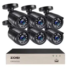 8-Channel H. 265+ 2MP DVR Home Security Camera System with 6 1080P FHD Wired Out