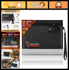 Fireproof Money Bag with Lock & Zipper, 6400°F Document Pouch, Secure Cash Stora