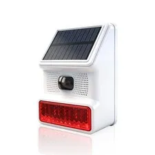 Solar Motion Sensor Alarm Outdoor Infrared Sound & Light Alarm, 100 dB Siren ...