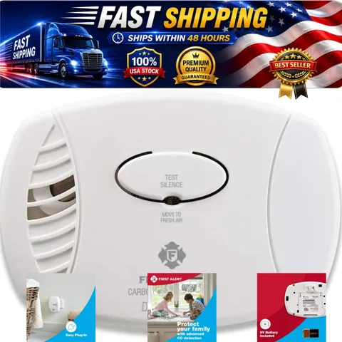 First Alert CO606 Carbon Monoxide Alarm Plug-In 9V Battery Backup