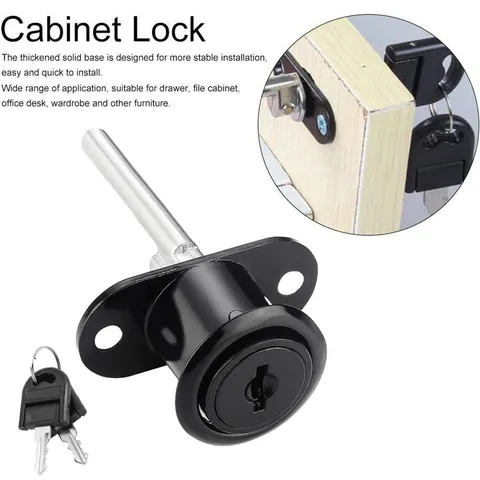 Practical Drawer Lock With 2pcs Keys Multi-layer Plating Color Zinc Alloy