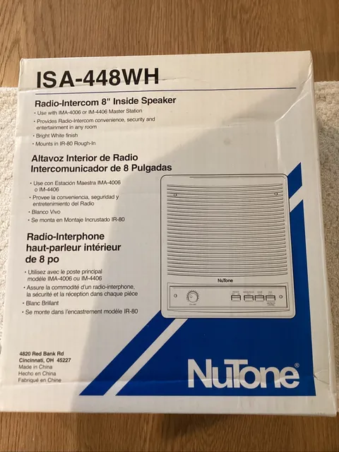 Nutone ISA-448WH Radio intercom 8" Inside Speaker Bright White 