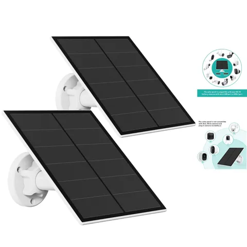 Continuous Solar Energy: Dual Pack 5W Solar Panels for Outdoor Security Cameras