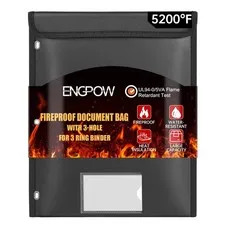 ENGPOW Fireproof Document Bag with 3-Hole for 3 Ring Binder, Letter Size