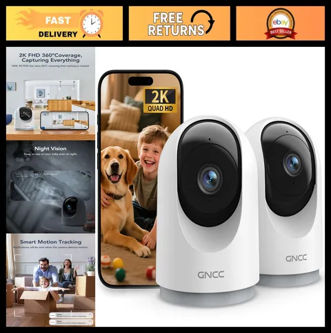 2K Indoor Security Cameras - Pan/Tilt Baby Monitor & Pet Cam, Night Vision, Moti