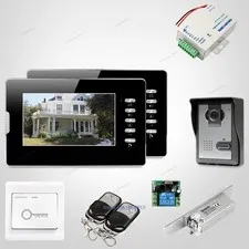 7 inch Wired Video Intercom System With Electric Lock DIY Set Two Indoor Monitor