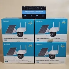 4 DEKCO WiFi Rotating Outdoor Solar Dome Home Security Camera Lot Open Box