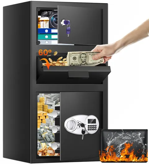 5.6 Cuft Large Depository Drop Safe for Business, Anti-Theft Safe Box with Qu...
