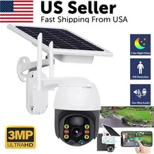 Solar Battery Powered Wireless WiFi Outdoor Pan/Tilt Home Security Camera System