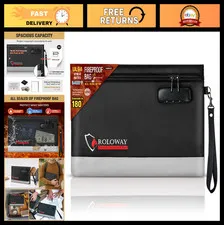Fireproof Money Bag with Lock & Zipper, 6400°F Document Pouch, Cash Safe 12.2"x8