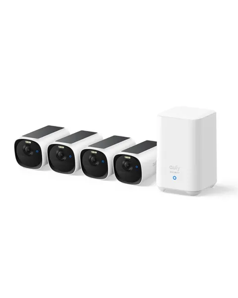 eufy Security eufyCam E40 4-Cam Kit, Solar Camera, 2K MaxColor White