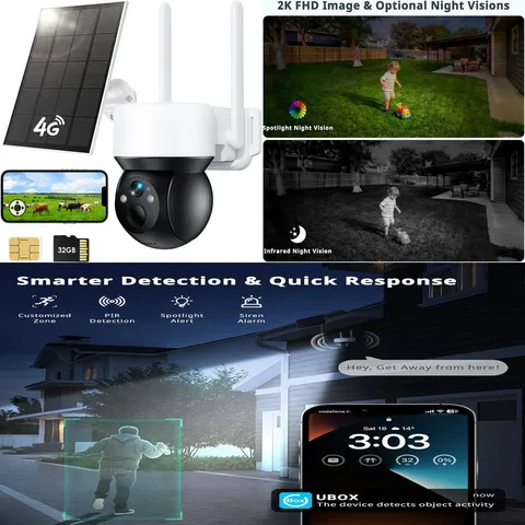 NEW 4G LTE Cellular Solar Security Camera Wireless Outdoor, No Wifi Security Cam